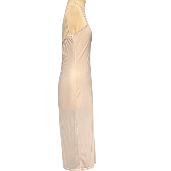 slip mesh vintage beige stretch S vintage sheer spaghetti straps V neck - Picture 4 of 10